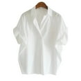thumbnail image 4 of Cotton Womens Blouses Shirt White Blouses Shirts Casual Solid Soft Shirts Loose-fit Clothing for School Office, 4 of 8