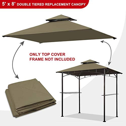 Eurmax Usa 5ft X 8ft Double Tiered Replacement Canopy Grill Bbq Gazebo Roof Top Gazebo Replacement Canopy Roof?cocoa? Eurmax Canopy