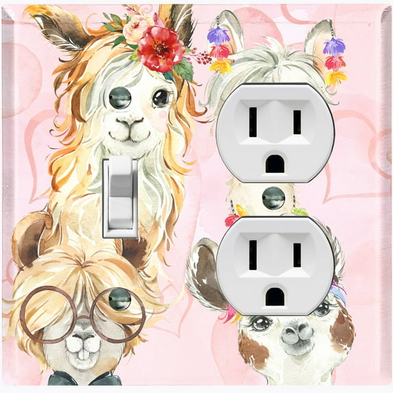Metal Light Switch Plate Outlet Cover (Llama Friends LLA002)