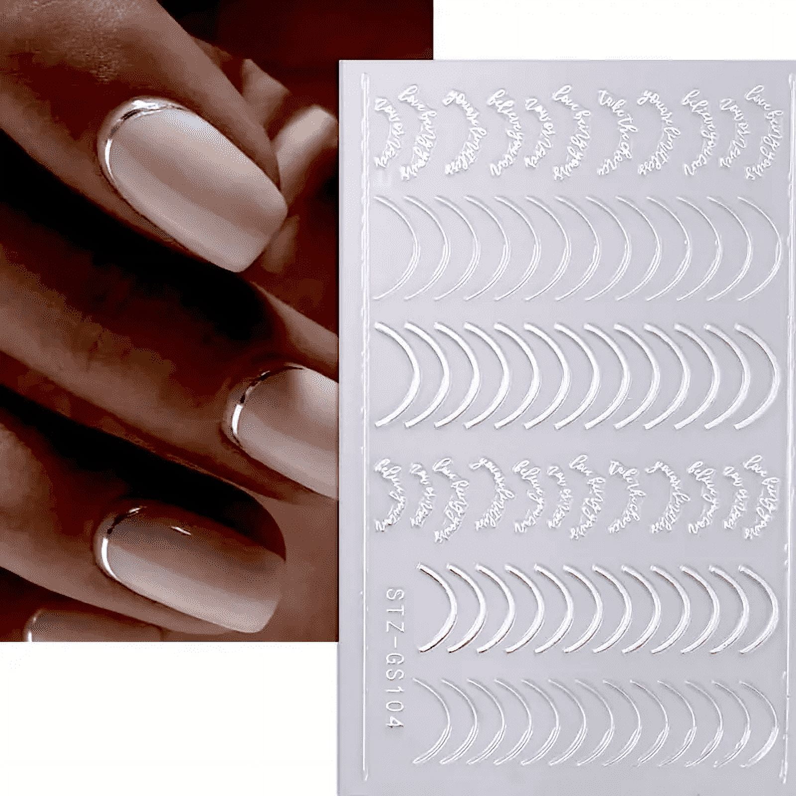3pcs/set 3D Simple Lines Nail Stickers Rose Gold Metal Stripe Letters Decals Curve Gel Nails Art Sliders Polish Manicure Decor