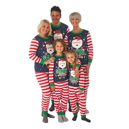 

Christmas Dad Mom Kids Baby Family Matching Pajama Set Xmas Santa Striped Sleepwear