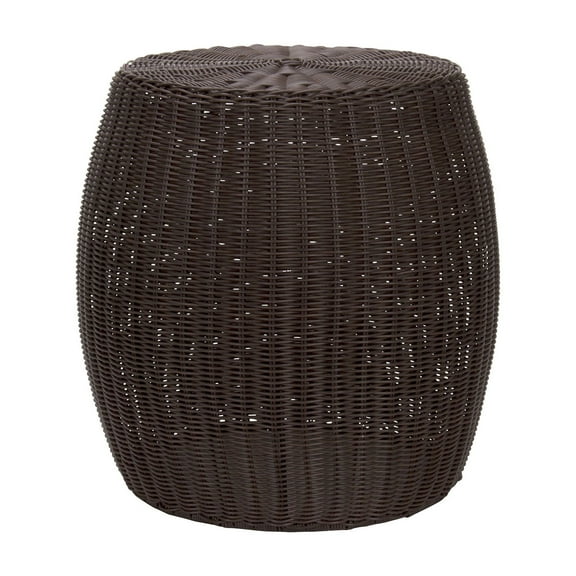 Household Essentials Handwoven Resin Barrel Side Table, Brown