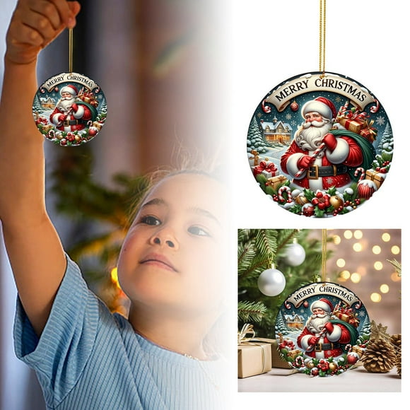 Boreal Craft Witch Pumpkin Santa Pendant Durable ！ Stained Glass Window Hangings Mini Ornament Hooks for Cars Replacement for Lamps And Chandeliers Vintage Christmas Garland for Fireplace Frosted