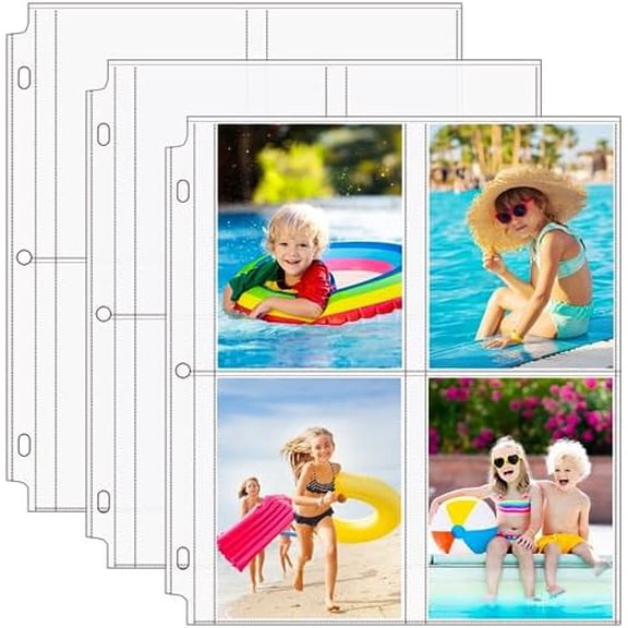 30 Pack 3.5x5 Photo Sleeves for 3 Ring Binder (240 Pictures), Heavy-Duty Archival Page Protectors, 4-Pocket Clear Photo Album Refill Pages, Plastic Seed Binder Pages 8.5x11, Acid-Free