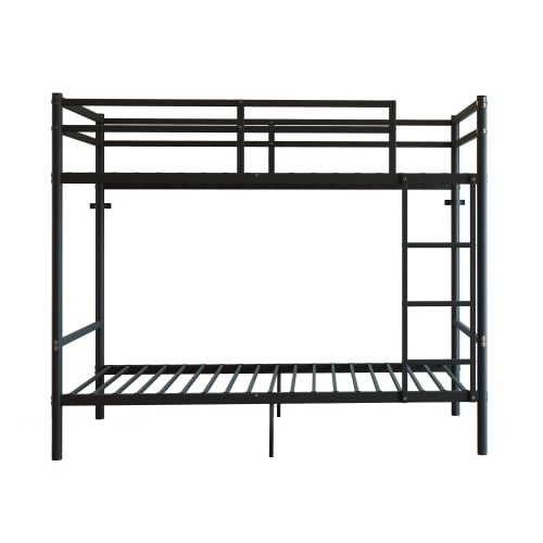 Metal Bunk Bed,14.29-Inch High Safety Rails, 19 Crossbars per Bunk, Under-Bed Storage, for Kids, Teens & Adults, Black