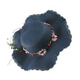 thumbnail image 6 of LEORX 1Pack Handmade Hat Wide Brim Floppy Straw Hat Navy Adjustable Drawstring for Women Party, 6 of 8