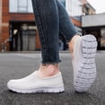 thumbnail image 5 of Gpaecead Women's Faux Leather Flat Sneakers Lightweight Slip On Casual Cushioned Soft Sole Non Slip Comfort Shoes For Commuters White, 5 of 8
