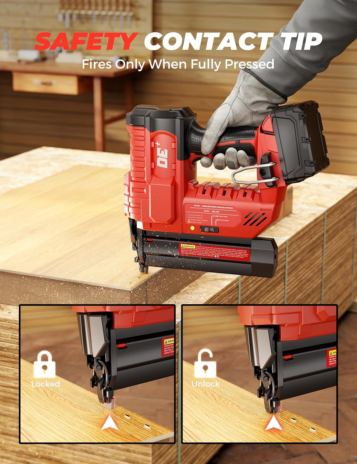 18V Cordless 18GA Brad Nailer, 2 in 1 Electric Stapler Gun for Milwaukee 18V Battery (Bare Tool)