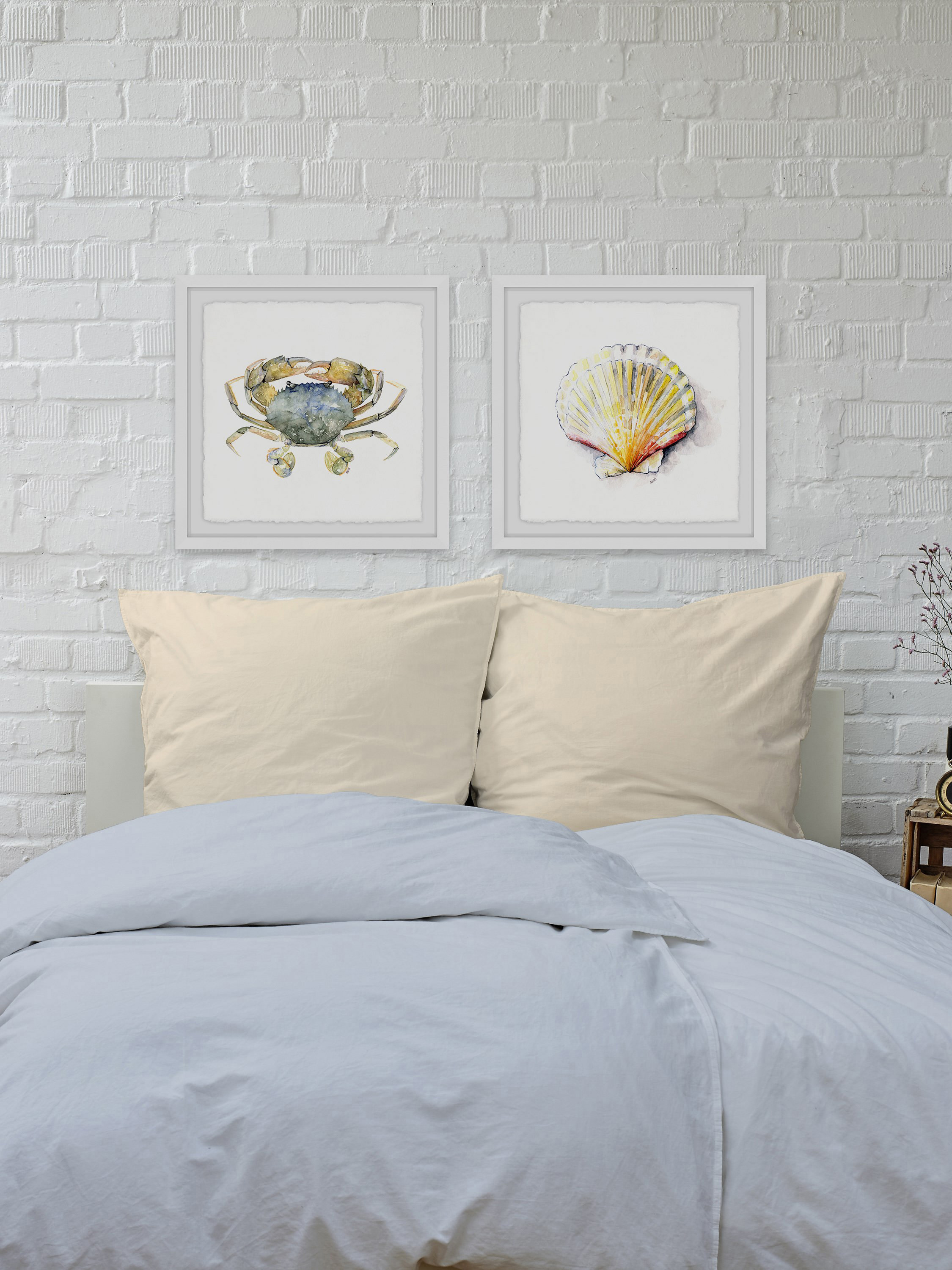 Crab and Sea Shell Diptych