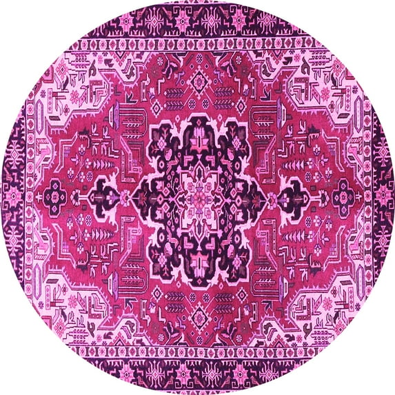 Ahgly Company Indoor Round Medallion Pink Traditional Area Rugs, 3' Round