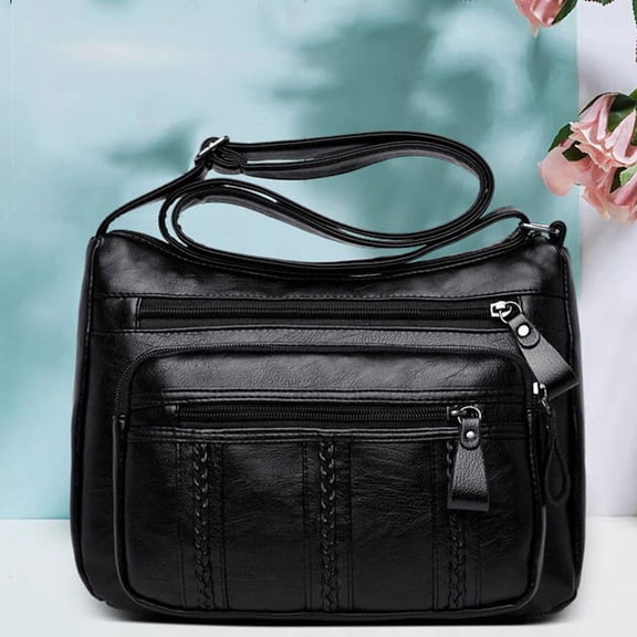 JoveMarine Women's Fashion Solid Color Crossbody Bag Versatile Casual Handbag and Shoulder Bag for Daily Use and Outings Black
