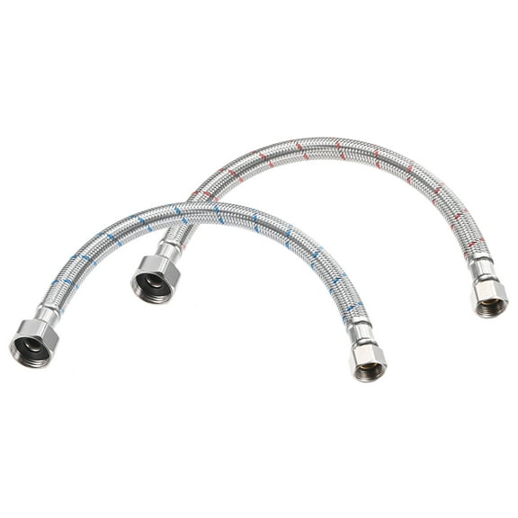 Uxcell 2-Pack 12 Inch Faucet Hose Connector, 9/16" x G1/2 Female Thread Connector for Bathroom