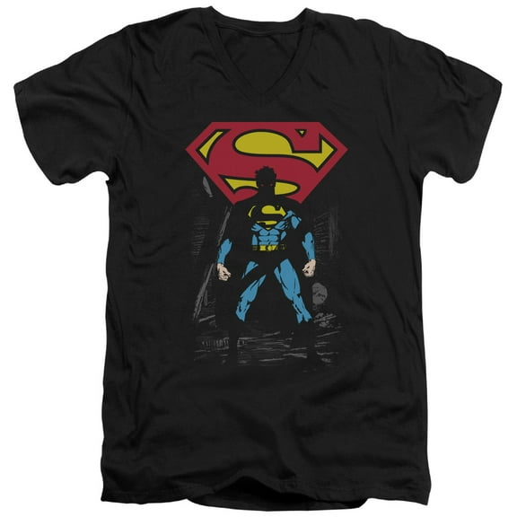 Superman Dark Alley Adult V-Neck T-Shirt Black