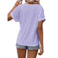 thumbnail image 3 of Camiseta con Bordado de Ojales para Mujer, Blusa Informal de Verano con Cuello en V, Blusa Holgada A , Color , Talla L, 3 of 8