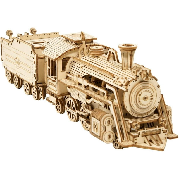 3D Puzzles for Adults Wooden Toy Train Models Kits to Build Prime Steam Express