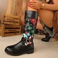 thumbnail image 6 of Leozcaa Women's Cowboy Boots Round Toe Mid Calf Western Boots Flower Print Low Heel Fall Winter Booties, 6 of 8