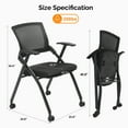 thumbnail image 5 of 1 Pack Stackable Conference Room Chairs with Wheels, Folding Office Chair with Rebound Back, Padded Seat for Training Room, Guest, Reception, Event, Capacity 350lbs, Black, 5 of 7