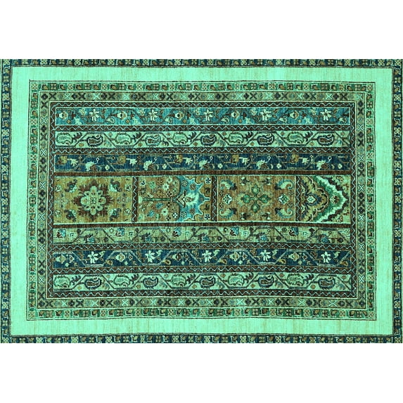 Ahgly Company Indoor Rectangle Abstract Turquoise Blue Modern Area Rugs, 2' x 3'