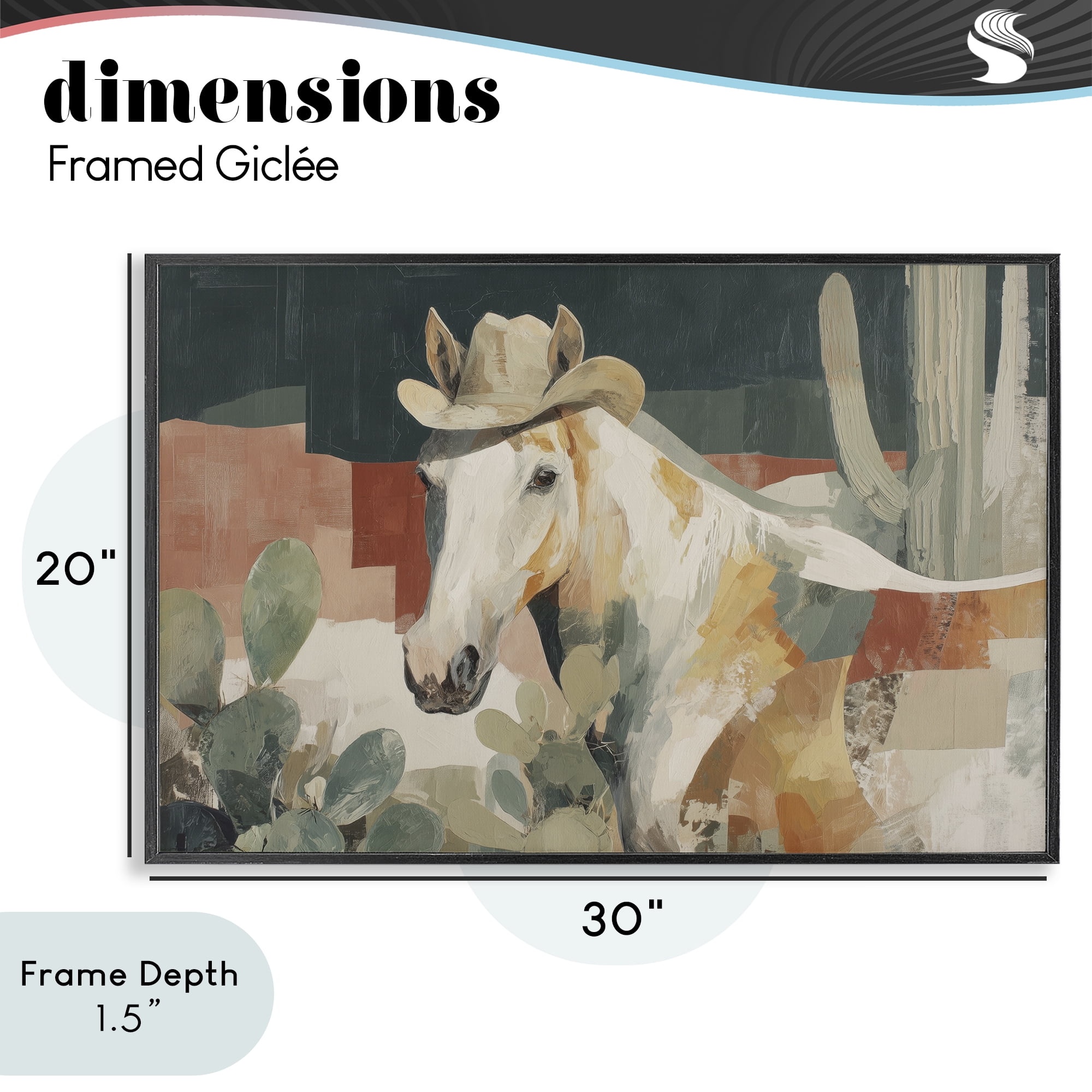 Stupell Industries Horse in Cowboy Hat Black Framed Giclee Art, design by Chromatic Storm Studio