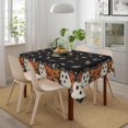 thumbnail image 3 of Halloween Rectangle Tablecloth 60x84 Inch Burnt Orange Cream Pumpkin Dark Black White Rose Floral Holiday Themed Decorative Table Cloth Farmhouse for Indoor Party Kitchen Dinner Picnic Decor, 3 of 5