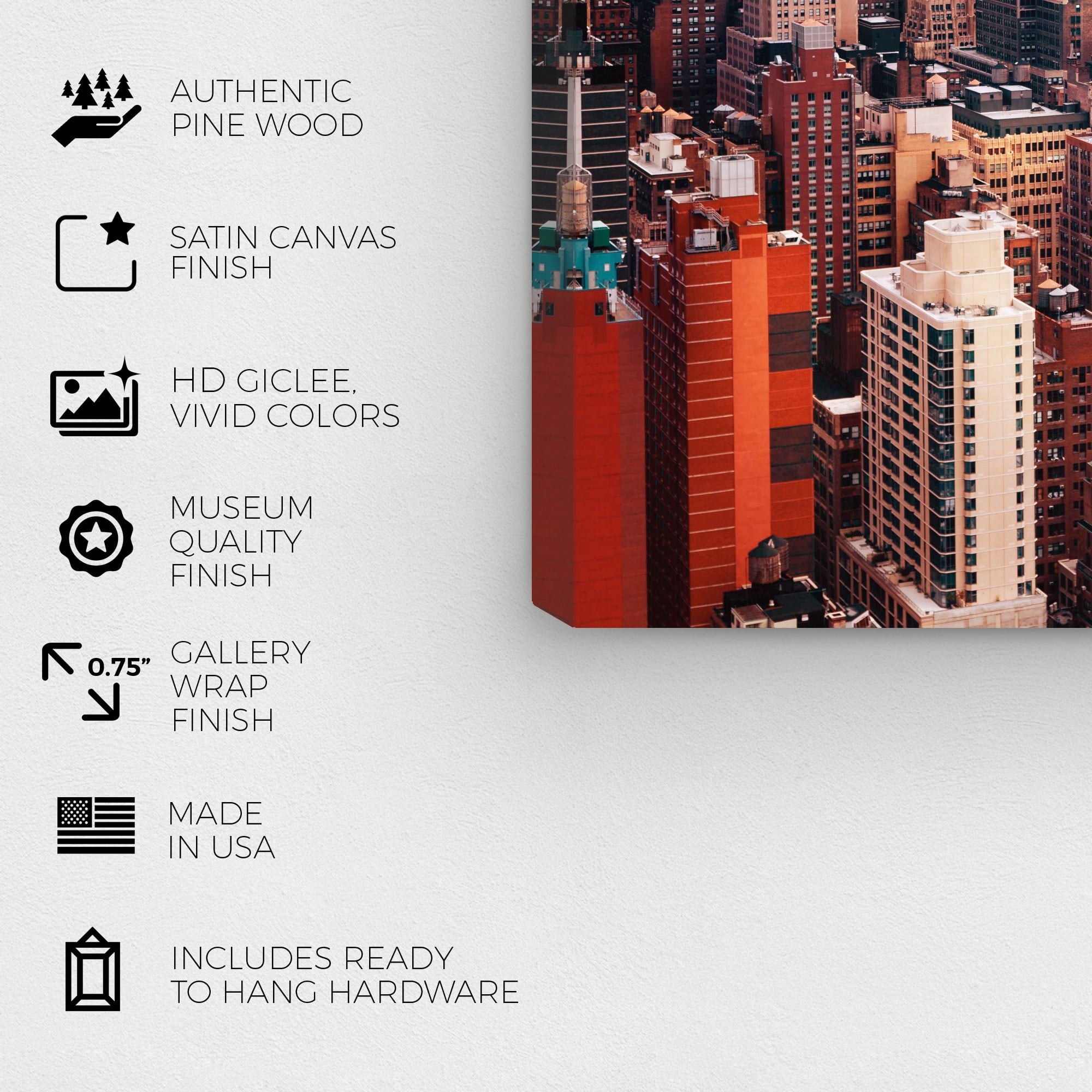 City at Daylight Architecture and Buildings Wall Art Print Brown 30x20
