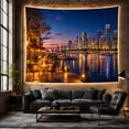 thumbnail image 5 of Vibrant City Night Skyline on Calm Harbor Water, Romantic Digital Art for City Lovers, Wall Art Decor, Housewarming Gift Tapestry Wall Hanging for Living Room and Dorm, 5 of 5