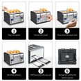 thumbnail image 5 of KITCHMIX Tostador de 4 rebanadas, acero inoxidable, temporizador LCD, ranuras extra anchas, visualización doble, bagel, pan, gris, 5 of 5