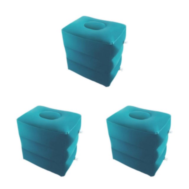 tamizeot Inflatable Foot Rest 3 Layers Foot Stool Foot Rest Pillow for Travelling Light Blue 40 x 30 x 43cm 3Set