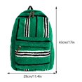 thumbnail image 2 of Mochila de felpa a cuadros para mujer, mochila de lana de cordero de gran capacidad, bolsa de compras de viaje (verde retro), 2 of 6