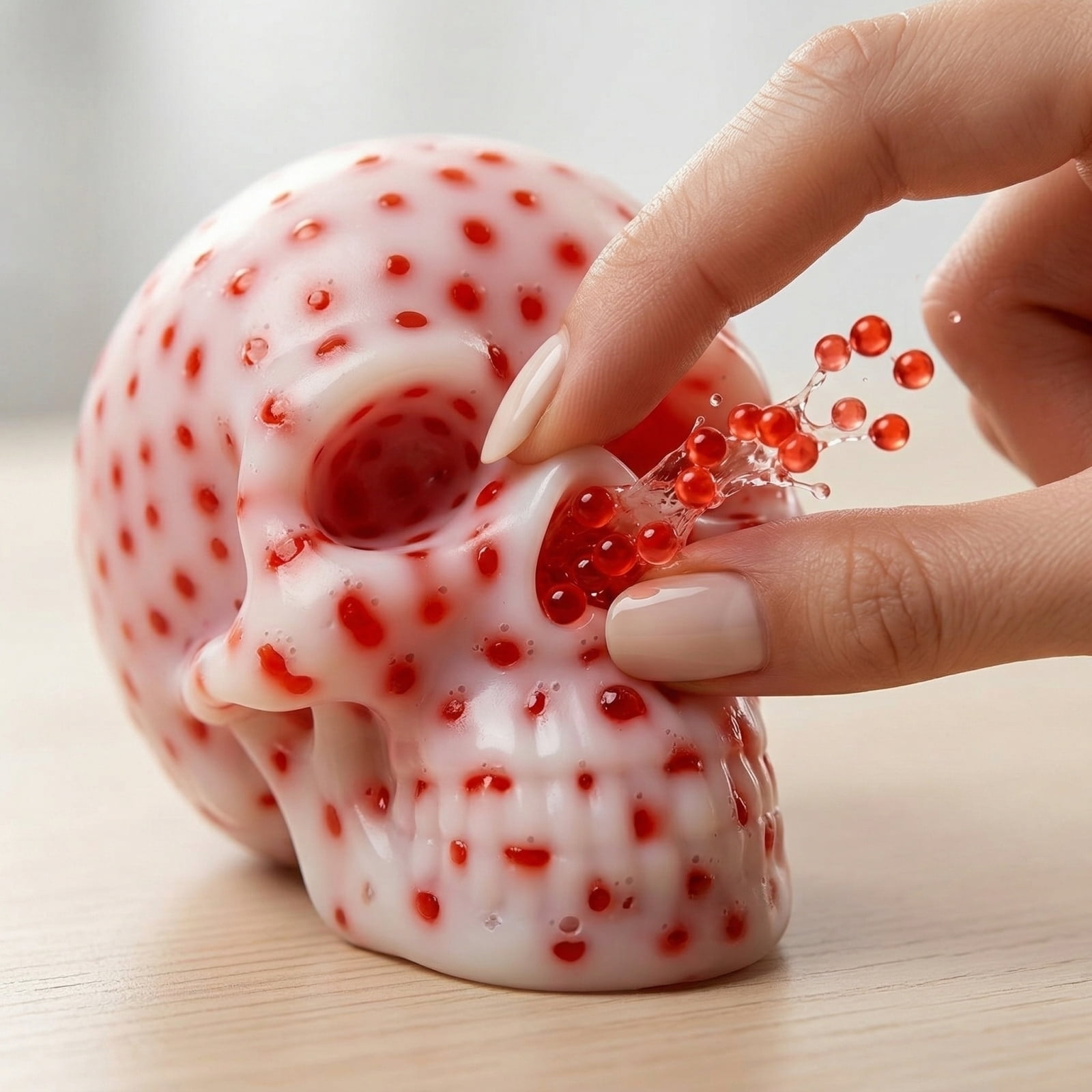Skull Pimple Popping Squeeze Fidget, Novelty Stress Relief Reliever with Calming Effect, Funny Skull Hand Tool for Anxiety and Party Favor Fun，Blue