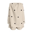 thumbnail image 5 of Vdoaml Women 2 Piece Matching Set Ladies Strapless Tube Top Shorts Loose Casual Polka Dot Summer Lounge Outfits M Beige, 5 of 5