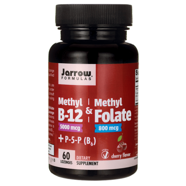 Jarrow Formulas Methyl B-12 & Methylfolate + P5P (B6) Lozenges, Cherry ...