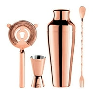 Oggi 4 Piece Stainless Steel Bartender Accessories Set-Includes Stir-Stick, Cocktail Shaker, Double Jigger and Ice... by Oggi