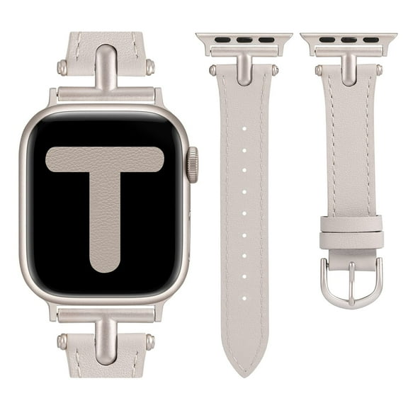 Wearlizer Leather Band Compatible with Apple Watch Band Women 38mm 40mm 41mm 42mm 44mm 45mm 46mm 49mm Dressy Leather Strap with T-shape Metal Buckle for iWatch Ultra SE Series 10 9 8 7 6 5 4 3