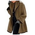 thumbnail image 3 of (clearance)IDALL Woolen Coat Trench Coat Women Outwear Coat Slim Color Ladies Long Warm Trench Wool Casual Fashion Cardigan Open Jacket Sleeve Long Overcoat Coat Parkas Peacoat Brown S, 3 of 6