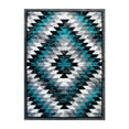 thumbnail image 2 of Emma + Oliver 6x9 Distressed Southwestern Diamond Motif Plush Pile Olefin Accent Rug in Turquoise, Beige, Brown and Black - Jute Backing, 2 of 7