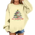thumbnail image 3 of Children's Casual Pullover Sweatshirt with Christmas Tree Book Stack Print Long Sleeve Crewneck Loose Fit Top for Winter Holiday, 3 of 4
