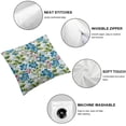 thumbnail image 4 of Nawypu Spring Square Throw Pillow Covers Cartoon Floral Flower Leaf Pattern Country Cottage Light Blue Green Velvet Soft Cozys Decor Washable Bed Pillow Covers 2pc, 4 of 6