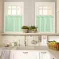 thumbnail image 4 of Blue Grid Kitchen Curtains, Checkered Plaid Gingham Lattice Trellis Print 3-Piece Kitchen Curtain Valance and Tiers Set 24 Inch Length, Rod Pocket Half Window Curtains for Cafe Living Room Bathroom, 4 of 6