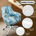 thumbnail image 5 of ZIATUBLES Blue White Marble Print Curved Back Dining Room Chair Covers with Arms Stretchable Vanity Desk Chair Slipcover Removable Universal Chair Protector Cover for Kitchen Living Room, 5 of 7