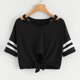 thumbnail image 2 of Gibobby Blusas Manga Larga Para Mujer Blusa de mujer Camiseta corta corta Manga cuello Redondo Casual Tops Blusa de mujer（Negro， XXL), 2 of 3