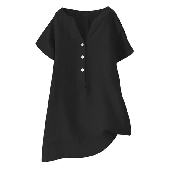 Cotton Linen Shirts for Women 2025 Button Long Sleeve Tops Trendy Dressy V Neck Blouses Casual Loose Soft Tees Dressy Lightweight Comfy Outfits Going Out Tops Ladies Fashion Trendy