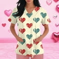 thumbnail image 5 of Womens Valentines Day Scrub Tops Plus Size Hoilday V Neck Cute Love Heart Printed Scrubs Casual Short Sleeve Scrub Shirts Nursing Workwear Medical Nurse Uniform with Pockets Beige M, 5 of 5