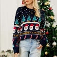 thumbnail image 3 of Pull de Noël pour Femmes Cardigan Chaud Imprimé Col Rond Blouse Tricotée Décontractée Mi-Longue Fermeture Tricotée Mode, 3 of 7