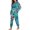 Blue - Flower, variant on Santa Claus Snowflake Print Pajama Set for Women 2 Pcs Pj Sets Casual Fashion Sleepwear with Pocket Long Sleeve Nightwear with Long Pants Round Neck Lounge Set, S