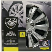 Auto Drive 14 Inch Silver Alloy Finish Hubcap Wheel Covers - Set of 4 - Fits Most Cars