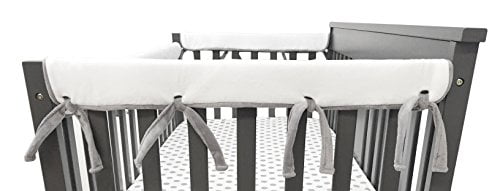 Reversible Crib Cover for Long Rail Gray//White Narrow Rails