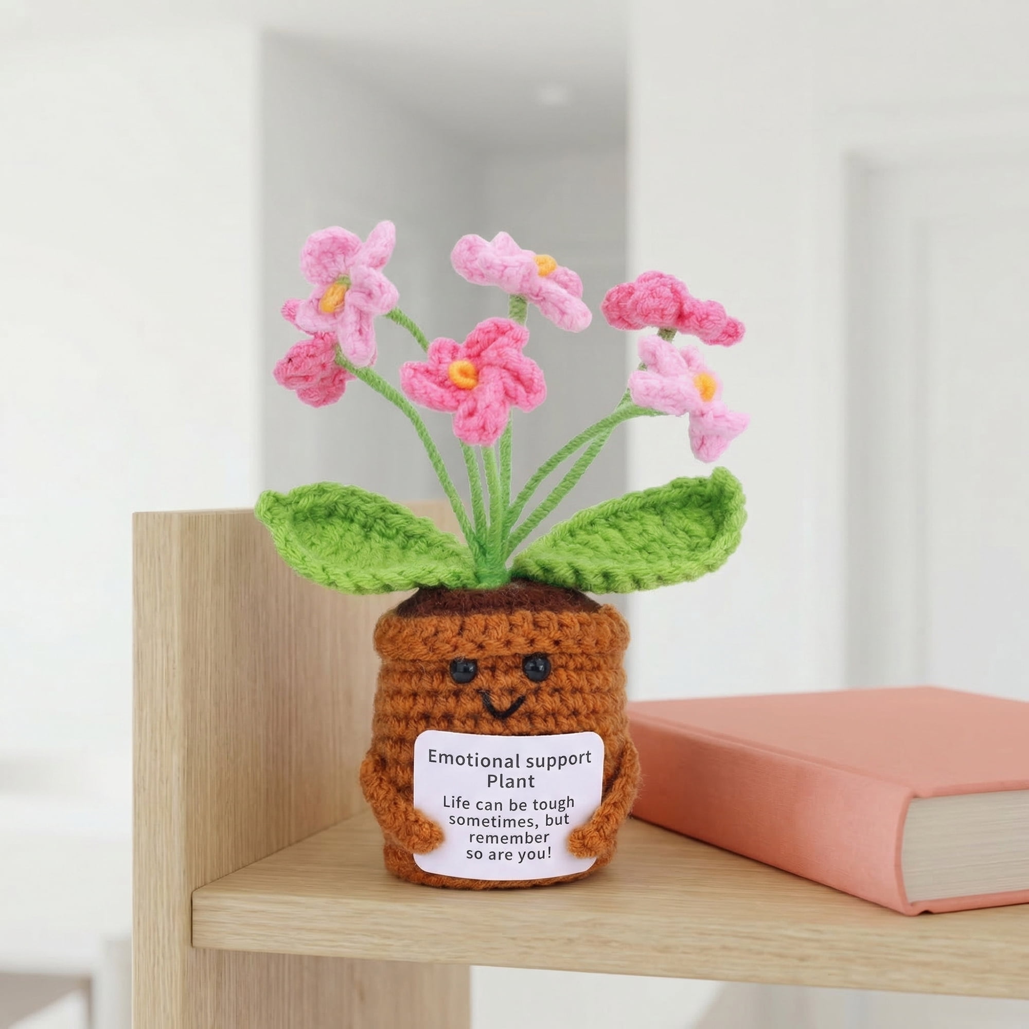 Unique Bargains 2Pcs Handmade Crochet Forget-Me-Not Knitted Plant Pink 4.3in