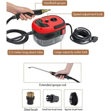 2500W High-Pressure Steam Cleaner – 229°F/105°C Handheld Steamer, 6 Speed Settings, 3 Brush Heads, 1L Tank, 1-Hour Continuous Use – Kitchen/Bathroom/Car Deep Cleaning Tool