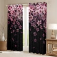 thumbnail image 2 of Homewish Cute Cartoon Sakura Black Out Curtains,Japanese Cherry Blossom Curtains Pack of 2 (42x63 Each),Pink Black Bedroom Curtains For Girl,Breathable Home Decor, 2 of 6